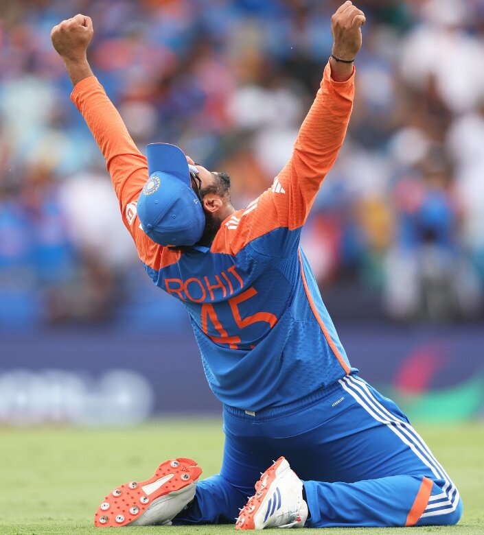 Rohit Sharma celebrates as india wins T20 world cup 2024